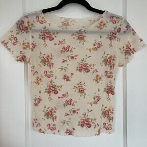 Sheer Baby Crop Top Floral Size S Vintage